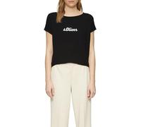 Fließendes Jersey-Shirt mit Artwork und überschnittenen Schultern 40 schwarz 2165897.99D0.40