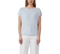Kurzarmshirt S.OLIVER, Damen, Gr. 36, powder blau stripe, Jersey, Obermaterial: 95% Viskose, 5% Elasthan, gestreift, normal hüftbedeckend, Rundhals, abgesteppte Kante, Shirts, Sommershirt mit grafisch