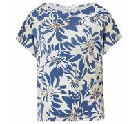 T-Shirt S.OLIVER, Damen, Gr. 42, sanftes weiß blau, Jersey, Obermaterial: 95% Viskose, 5% Elasthan, bedruckt, casual, regular fit taillenbedeckt, U-Boot-Ausschnitt, Kurzarm, Shirts, mit All-Over Print