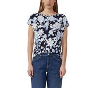 Kurzarmshirt S.OLIVER, Damen, Gr. 38, navy aop, Jersey, Obermaterial: 95% Viskose, 5% Elasthan, gemustert, normal hüftbedeckend, Rundhals, abgesteppte Kante, Shirts, Sommershirt mit grafischem Muster 