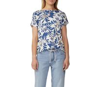 T-Shirt S.OLIVER, Damen, Gr. 36, sanftes weiß blau, Jersey, Obermaterial: 95% Viskose, 5% Elasthan, bedruckt, casual, regular fit taillenbedeckt, U-Boot-Ausschnitt, Kurzarm, Shirts, mit All-Over Print