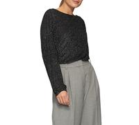 Fließendes Langarmshirt mit Glitzerstreifen 36 schwarz