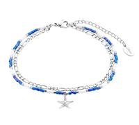 Doppelreihiges Fußkettchen 22 blau|silber