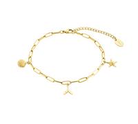 s.Oliver Fußkette 925 Sterling Silber Damen Sommerschmuck, 22+5 cm, Silber, Münze, Kommt in Schmuck Geschenk Box