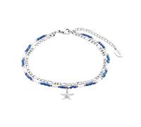 Doppelreihiges Fußkettchen 22 blau|silber