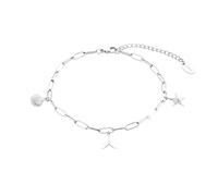 s.Oliver Fußkette 925 Sterling Silber Damen Sommerschmuck, 22+5 cm, Silber, Münze, Kommt in Schmuck Geschenk Box