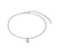 s.Oliver Fußkette 925 Sterling Silber Damen Sommerschmuck, 22+5 cm, Silber, Muschel, Kommt in Schmuck Geschenk Box, 2032127
