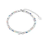 s.Oliver Fußkette Edelstahl Damen Sommerschmuck, mit Glas, 22+5 cm, Silber, Infinity, Kommt in Schmuck Geschenk Box, 2034576