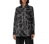 Gemusterte Longbluse aus Satin 44 schwarz 2170961.99A3.44