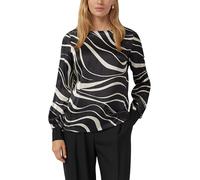 Langarmshirt S.OLIVER BLACK LABEL, Damen, Gr. 42, schwarz (schwarz aop), Web, Obermaterial: 100% Viskose, bedruckt, casual, relaxed fit normal, U-Boot-Ausschnitt, Langarm Bündchen, Shirts, mit All-Ove