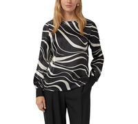 Langarmshirt S.OLIVER BLACK LABEL, Damen, Gr. 44, schwarz (schwarz aop), Web, Obermaterial: 100% Viskose, bedruckt, casual, relaxed fit normal, U-Boot-Ausschnitt, Langarm Bündchen, Shirts, mit All-Ove