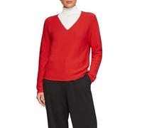 s.Oliver Gerippter Strickpullover aus Baumwollmix mit V-Ausschnitt rot 42