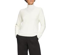 Gerippter Strickpullover aus Baumwollmix mit V-Ausschnitt 42 creme 2164015.0210.42