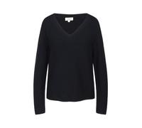 s.Oliver Gerippter Strickpullover aus Baumwollmix mit V-Ausschnitt