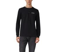Geripptes Henley-Shirt mit Label-Patch 4XL schwarz 2174717.9999.4XL
