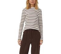 s.Oliver Damen Langarmshirt Geripptes Slim Fit Rundhals Schwarz/Creme Größe 34