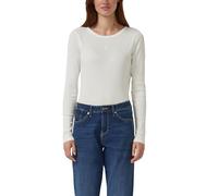 Geripptes Langarmshirt im Slim Fit mit Stickerei 42 creme 2174381.0210.42