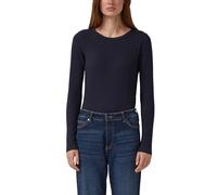 Geripptes Langarmshirt im Slim Fit mit Stickerei 42 blau 2174381.5959.42