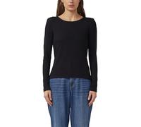 Geripptes Langarmshirt im Slim Fit mit Stickerei 36 schwarz 2174381.9999.36