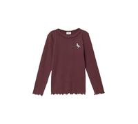 Geripptes Langarmshirt mit Spitzen- und Stickdetail 140 rot 2170894.4927.140