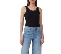 Geripptes Slim-Fit-Tanktop mit Spitze 38 schwarz 2174750.9999.38