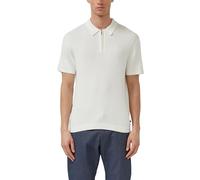 Poloshirt S.OLIVER, Damen, Gr. 3XL, weiß, Strick, Obermaterial: 85% Baumwolle, 15% Leinen, unifarben, normal hüftbedeckend, Rundhals, Bündchen, Shirts, mit Strick-Muster und kurzes Reißverschluss (980