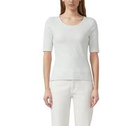 Rundhalsshirt S.OLIVER, Damen, Gr. 46, sky blau stripe, Jersey, Obermaterial: 95% Baumwolle, 5% Elasthan, gestreift, tailliert hüftbedeckend, tiefer Rundhals, abgesteppte Kante, Shirts Rundhalsshirt,