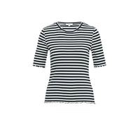 Geripptes T-Shirt mit Ziersaum 42 blau|weiß 2165858.59G5.42
