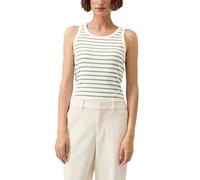 Tanktop S.OLIVER, Damen, Gr. 40, khaki stripe, Rippware, Obermaterial: 95% Baumwolle, 5% Elasthan, gestreift, slim fit normal, Rundhals, Tops Tanktop, mit Streifen Muster (69359137-40)