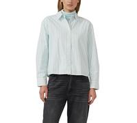 Gestreifte Baumwoll-Bluse mit Smok-Detail 40 weiß|türkis 2170035.64G9.40