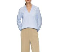 Hemdbluse S.OLIVER BLACK LABEL, Damen, Gr. 38, blau (lt blau), Obermaterial: 100% Baumwolle, gestreift, casual, regular fit taillenbedeckt, Langarm Manschette, Blusen, mit Gummizug am Ausschnitt (5208