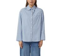 s.Oliver Bluse – Gestreifte Popeline im Relaxed Fit mit Hemdkragen – Blau Größe 42