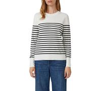 s.Oliver Damen Strickpullover Rundhals Gestreift Viskosemix Regular Fit Weiß/Schwarz Gr. 46