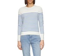 Rundhalspullover S.OLIVER, Damen, Gr. 46, fresh blau stripe, Obermaterial: 72% Viskose, 28% Polyester, gestreift, casual, regular fit taillenbedeckt, Rundhals, Langarm Rippbündchen, Pullover, mit Stre