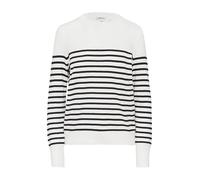 Rundhalspullover S.OLIVER, Damen, Gr. 36, weiß stripe schwarz, Obermaterial: 72% Viskose, 28% Polyester, gestreift, regular fit taillenbedeckt, Rundhals, Rippbündchen, Pullover Rundhalspullover, mit S