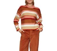 s.Oliver RED LABEL Relaxed Fit Strickpullover mit Wollanteil und Streifenmuster in Orange, Größe 44