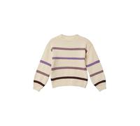 s.Oliver Strickpullover – Chenille, gestreift, Loose Fit – Größe 146/152, Beige/Mehrfarbig