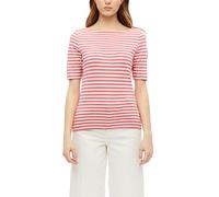 s.Oliver Damen Shirt Gestreiftes Halbarmshirt Slim Fit mit Flammgarn Gr. 44 pink/weiß