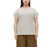 Gestreiftes Jersey-T-Shirt mit V-Ausschnitt 48 braun|weiß 2183021.89G5.48