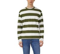 Langarmshirt S.OLIVER, Herren, Gr. S, grün, Single Jersey, Obermaterial: 100% Baumwolle, gestreift, relaxed fit normal, Rundhals, gerader Abschluss, Shirts Langarmshirt, mit Streifen Muster (87853929-
