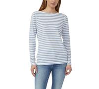 Gestreiftes Langarmshirt aus Flammgarm mit U-Boot-Ausschnitt 42 blau|creme 2177165.51G4.42