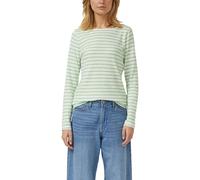 Gestreiftes Langarmshirt aus Flammgarm mit U-Boot-Ausschnitt 36 grün|creme 2177165.72G4.36