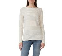 Gestreiftes Langarmshirt aus Flammgarn mit U-Boot-Ausschnitt 36 beige|weiß 2171413.08G4.36