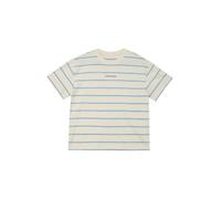 Rundhalsshirt S.OLIVER JUNIOR, Mädchen, Gr. 134/140, light beige stripes, Jersey, Obermaterial: 100% Baumwolle, gestreift, normal taillenlang, Shirts Rundhalsshirt, kurz, mit Streifen (48132055-134) l