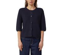 Strickjacke S.OLIVER, Damen, Gr. 42, navy, Strick, Obermaterial: 60% Baumwolle, 40% Polyacryl, unifarben, normal hüftbedeckend, Rundhals, Bündchen, Strickjacken Strickjacke, halbarm, mit Knopfleiste (