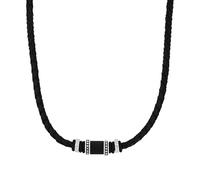 s.Oliver Halsband Edelstahl Carbon/Leder Herren Halsschmuck, 47+3 cm, Schwarz, Kommt in Schmuck Geschenk Box, 2026003
