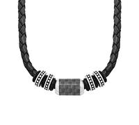 s.Oliver Herren Halskette 2026107 Leder Edelstahl Carbonbeads