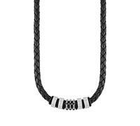 s.Oliver Halsband Edelstahl Leder Herren Halsschmuck, 47+3 cm, Schwarz, Kommt in Schmuck Geschenk Box, 2027437