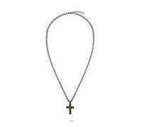s.Oliver Herren Necklace - Halskette aus poliertem Edelstahl mit Kreuzanhänger - IP Schwarz - Panzerkette verstellbar bis 55 cm - wasserfest & hautfreundlich