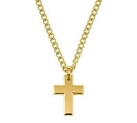 s.Oliver Halskette Edelstahl Herren Halsschmuck, 50 cm, Gold, Kreuz, Kommt in Schmuck Geschenk Box, 2036868